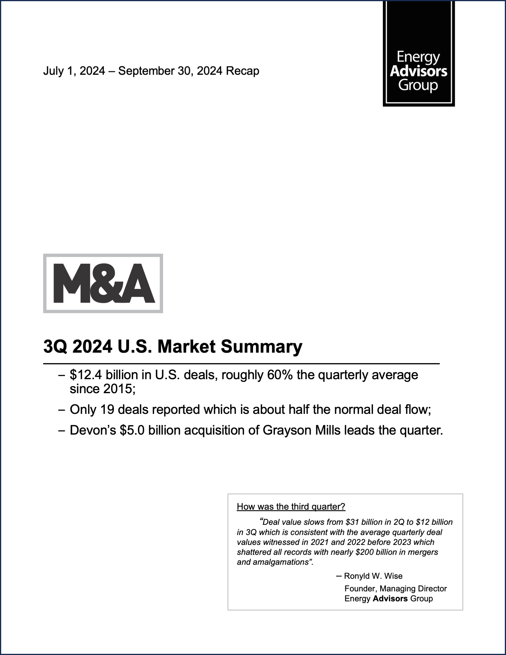 03Q24 QUARTERLY M&A REPORT